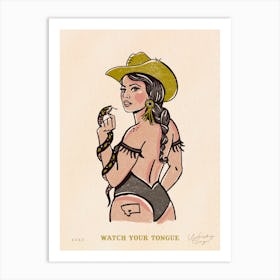 Rebel Romantics Watch Your Tongue Cowgirl Art Print