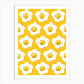 Yellow Smiley Eggs Art Print