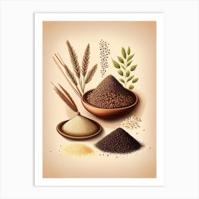 Sesame Seeds Spices And Herbs Retro Drawing 1 Art Print