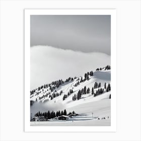 Skiwelt Wilder Kaiser Brixental, Austria Black And White Skiing Poster Art Print