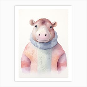 Baby Animal Watercolour Hippopotamus Art Print