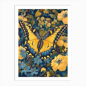 Butterfly In The Garden Inspired By William Morris Art Print