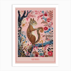 Floral Animal Painting Squirrel 2 Poster Art Print