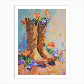 Cowboy Boots And Wildflowers Columbine 1 Art Print