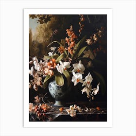 Baroque Floral Still Life Orchid 4 Art Print