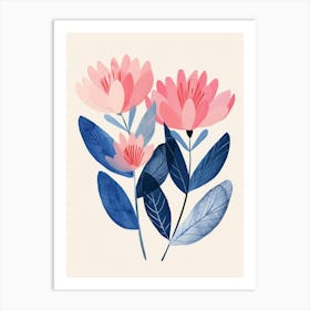 Pink And Blue Flowers 1 Art Print