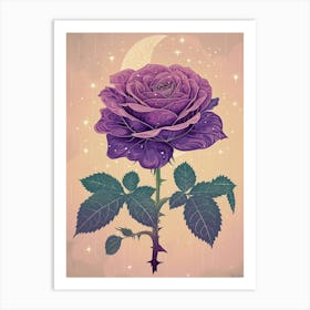 English Roses Painting Rose With The Moon 1 Art Print