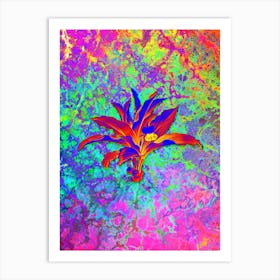 Kaempferia Angustifolia Botanical in Acid Neon Pink Green and Blue n.0068 Art Print