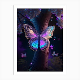 Butterfly In Tree Holographic 2 Art Print