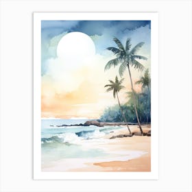 Watercolour Of Punaluu Beach   Hawaii Usa 0 Art Print