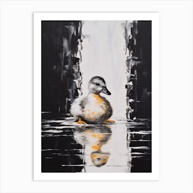 Detailed Duckling With Minimalist Black Background Art Print