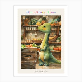 Cute Dinosaur Grocery Shopping Storybook Painting 1 Poster Art Print