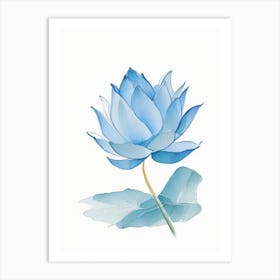 Blue Lotus Pencil Illustration 3 Art Print