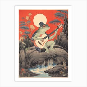 Frog Playing Guitar,  Matsumoto Hoji Inspired Japanese 4 Art Print