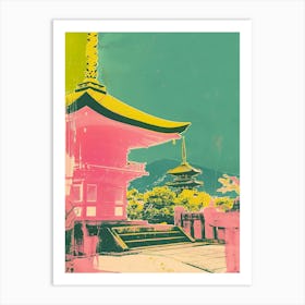 Kiyomizu Dera Temple In Kyoto Duotone Silkscreen 1 Art Print
