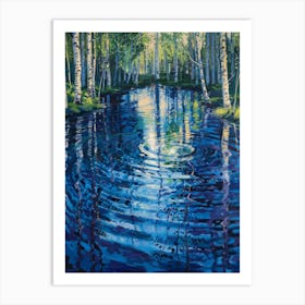 Blue Birch Forest Art Print