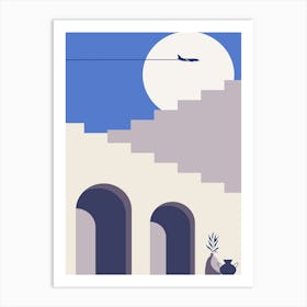 Aegean Island. Boho, Boho decor: Egypt, Morocco night poster. Moon Art Print