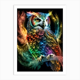 Rainbow Owl 1 Art Print