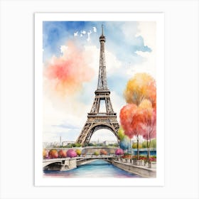 Watercolor Paris Eiffel Tower Art Print