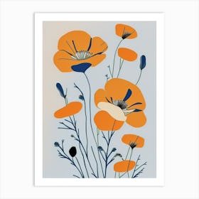 California Poppy Wildflower Modern Muted Colours 2 Art Print