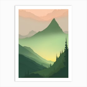 Misty Mountains Vertical Composition In Green Tone 156 Art Print