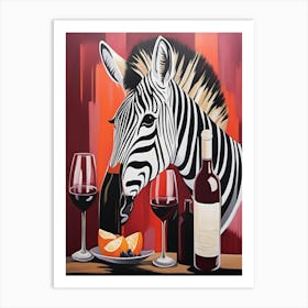 Zebra With Wine Art Print