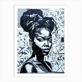 Graffiti Mural Of Beautiful Black Woman 240 Art Print