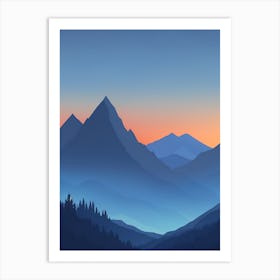 Misty Mountains Vertical Composition In Blue Tone 178 Art Print