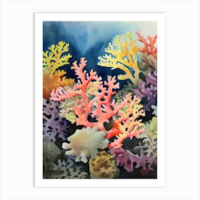 Acropora Nasuta 2 Vintage Graphic Watercolour (2) (1) Art Print