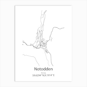 Notodden,Norway Minimalist Map Art Print