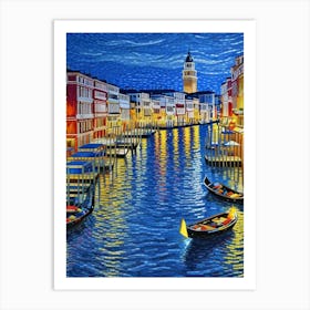 Venice At Night 3 Art Print