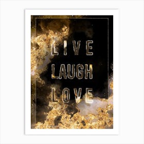 Live Laugh Love 2 Gold Star Space Motivational Quote Art Print