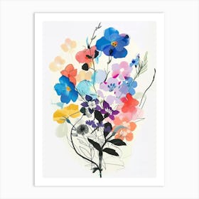 Forget Me Not 1 Collage Flower Bouquet Art Print