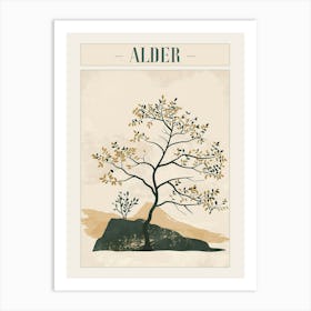 Alder Tree Minimal Japandi Illustration 1 Poster Art Print