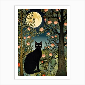 William Morris Black Cat In The Moonlight 22 Art Print