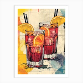 Watercolour Cocktail Illustration 1 Art Print