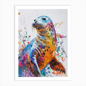 Harp Seal Colourful Watercolour 4 Art Print
