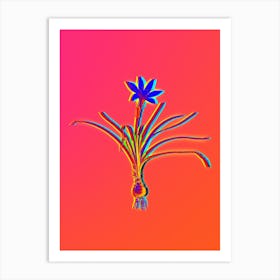 Neon Rain Lily Botanical in Hot Pink and Electric Blue n.0211 Art Print