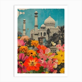 Delhi   Floral Retro Collage Style 3 Art Print