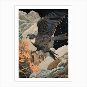 Eurasian Sparrowhawk 1 Gold Detail Painting Art Print