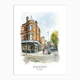 Hackney London Borough   Street Watercolour 2 Poster Art Print