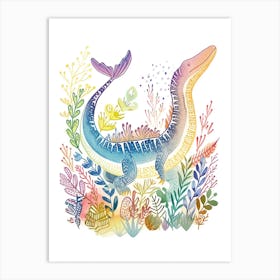 Pastel Icthyosaurus Dinosaur 3 Art Print