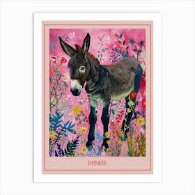 Floral Animal Painting Donkey 4 Poster Art Print