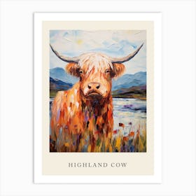 Colourful Impressionism Style Painting Of A Highland Cow Poster 1 Art Print