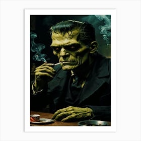 Smoking Frankenstein's Monster - Halloween Photo Art Print