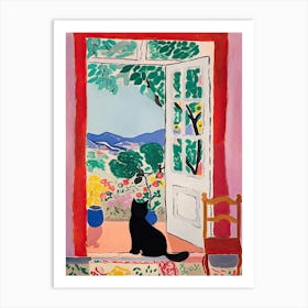 Open Door Matisse Inspired With Cat Silhouette Art Print