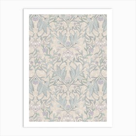 Beige Sage Morris Floral Damask Art Print