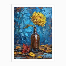 Yellow Chrysanthemum In A Bottle 2 Art Print