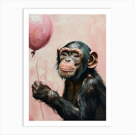 Cute Bonobo 4 With Balloon Art Print