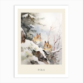 Winter Watercolour Pika 4 Poster Art Print